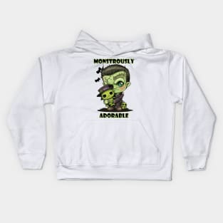 Monstrously Adorable Cute Frankenstein Monster with plushie Kids Hoodie